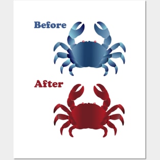 Before and After Crab Grilling Cooking Posters and Art